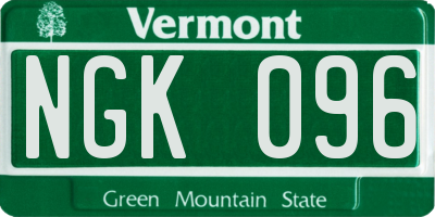 VT license plate NGK096