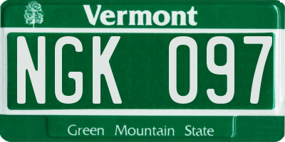 VT license plate NGK097