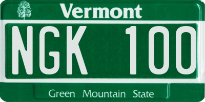 VT license plate NGK100