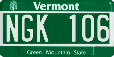 VT license plate NGK106
