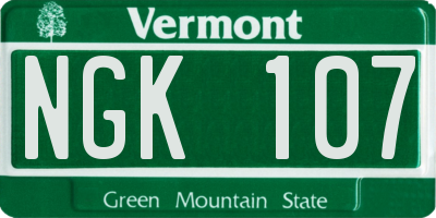 VT license plate NGK107