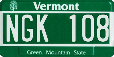 VT license plate NGK108