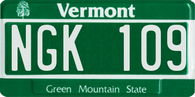 VT license plate NGK109