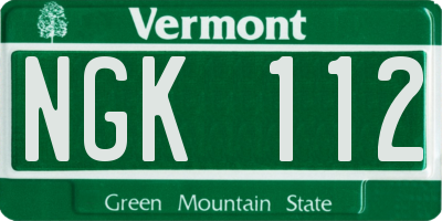 VT license plate NGK112
