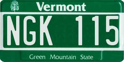 VT license plate NGK115