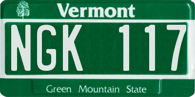VT license plate NGK117