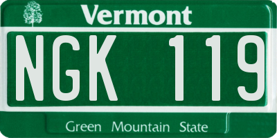 VT license plate NGK119