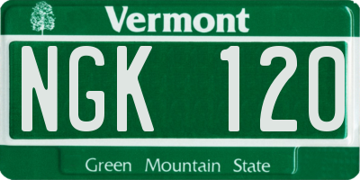 VT license plate NGK120