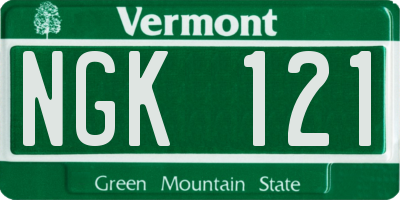 VT license plate NGK121