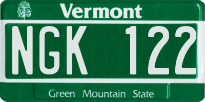 VT license plate NGK122