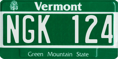 VT license plate NGK124