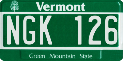 VT license plate NGK126