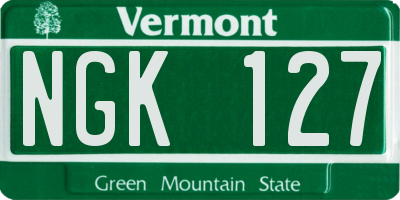 VT license plate NGK127