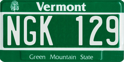 VT license plate NGK129