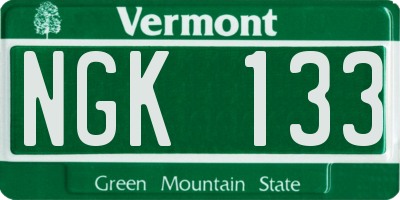 VT license plate NGK133