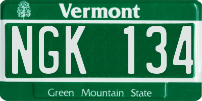 VT license plate NGK134