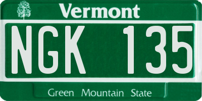 VT license plate NGK135