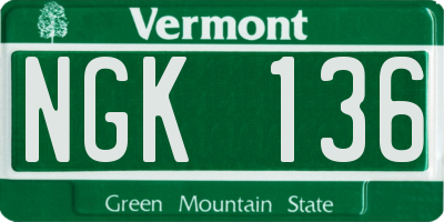 VT license plate NGK136