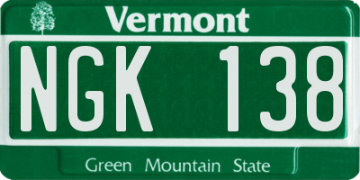 VT license plate NGK138