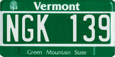VT license plate NGK139