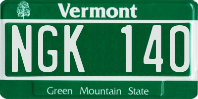 VT license plate NGK140