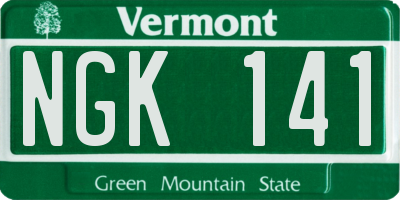 VT license plate NGK141