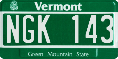 VT license plate NGK143
