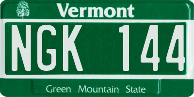 VT license plate NGK144