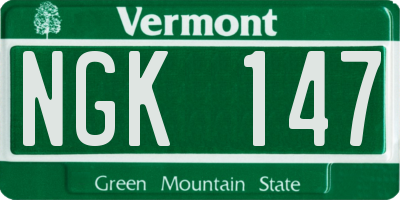 VT license plate NGK147