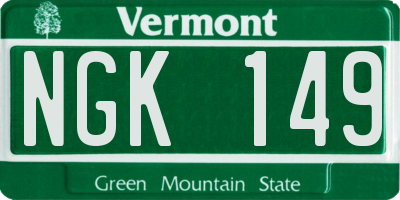 VT license plate NGK149