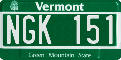 VT license plate NGK151