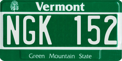 VT license plate NGK152
