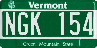 VT license plate NGK154