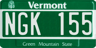 VT license plate NGK155
