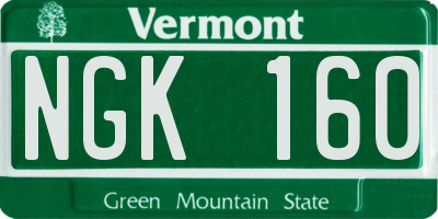 VT license plate NGK160