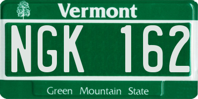 VT license plate NGK162