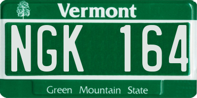 VT license plate NGK164