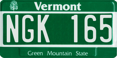 VT license plate NGK165