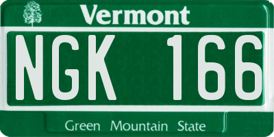 VT license plate NGK166