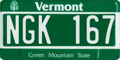 VT license plate NGK167