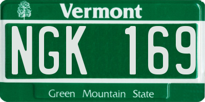 VT license plate NGK169