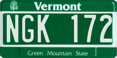 VT license plate NGK172