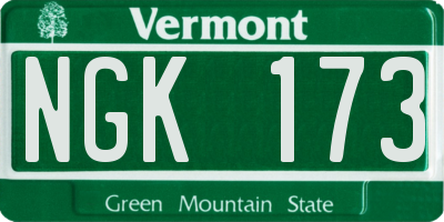 VT license plate NGK173