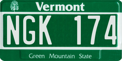 VT license plate NGK174
