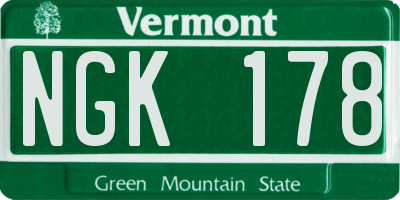 VT license plate NGK178
