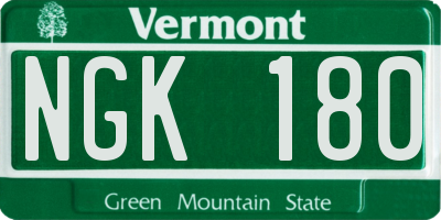 VT license plate NGK180