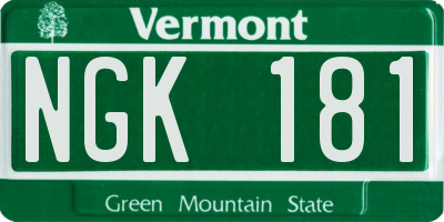VT license plate NGK181