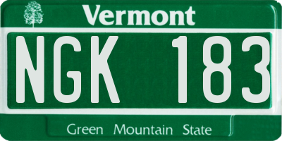VT license plate NGK183