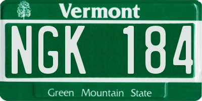 VT license plate NGK184