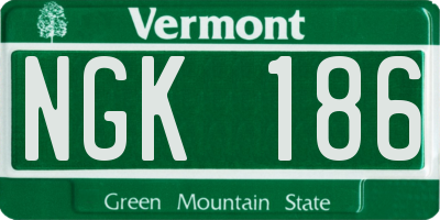 VT license plate NGK186